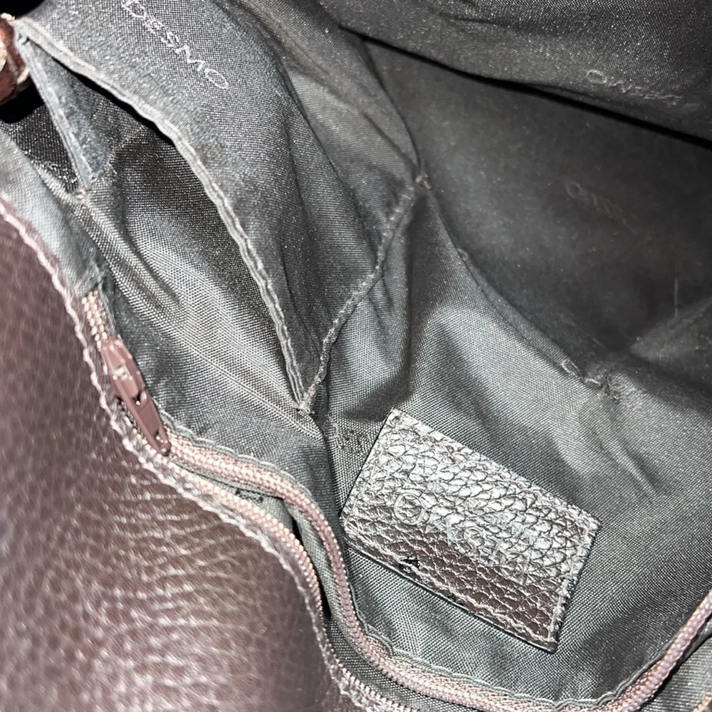 Desmo Brown Pebbled Leather Foldover Shoulder Crossbody Bag - Picture 9 of 11